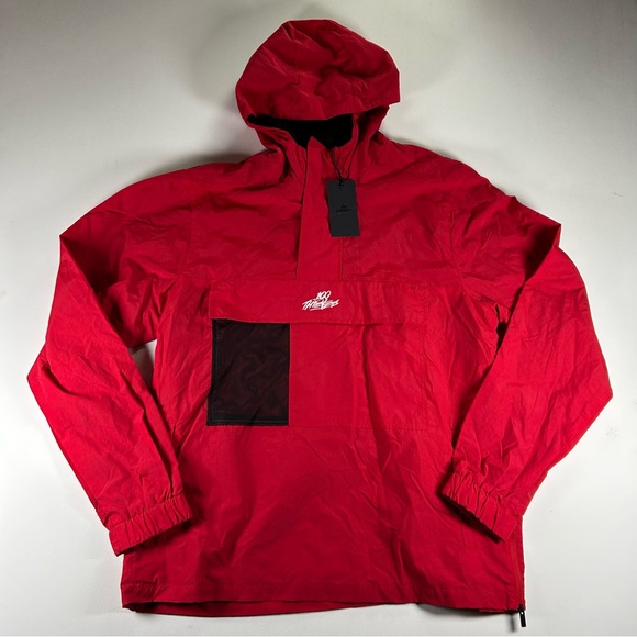 100 THIEVES Red Windbreaker Jacket 1/4 Zip Pullover Mens Large NEW WITH TAGS - Picture 1 of 9